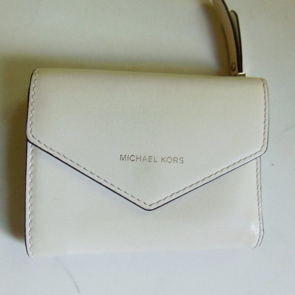 Michael Kors Handbags - Michael Kors Ivory Leather Tri Fold Wallet